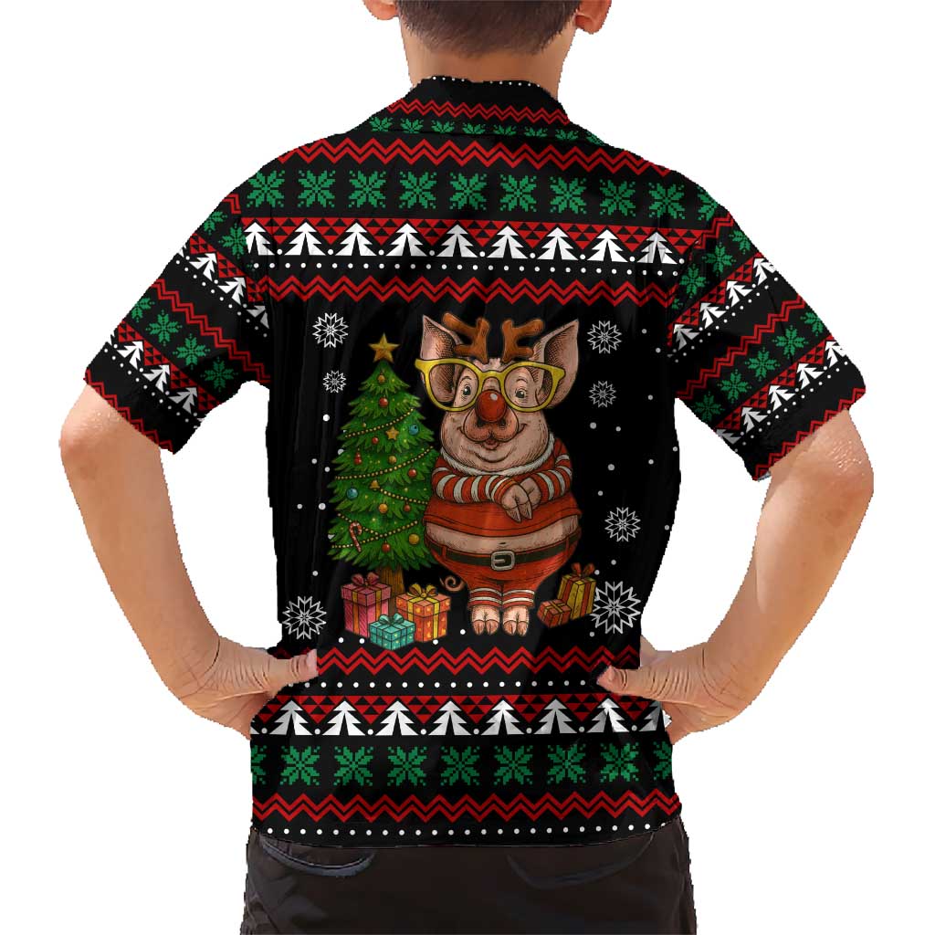 Pig Gorgeous Reindeer Christmas Kid Hawaiian Shirt Xmas Holiday Patterns - Wonder Print Shop