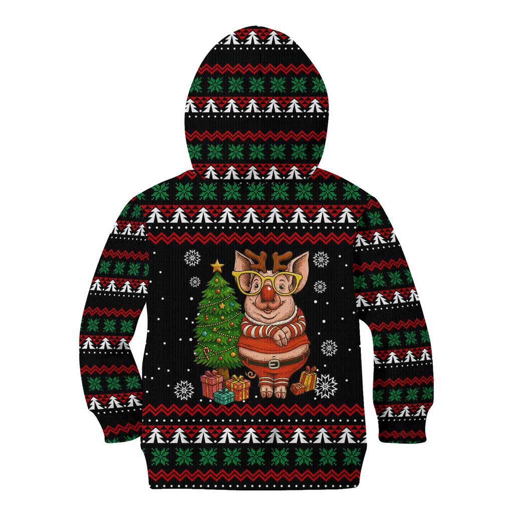 Pig Gorgeous Reindeer Christmas Kid Hoodie Xmas Holiday Patterns - Wonder Print Shop