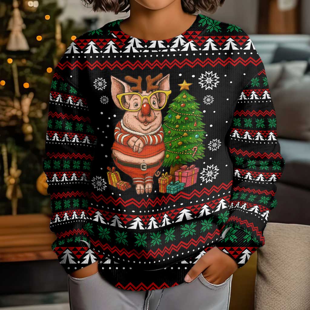 Pig Gorgeous Reindeer Christmas Kid Ugly Christmas Sweater Xmas Holiday Patterns - Wonder Print Shop