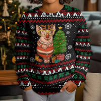 Pig Gorgeous Reindeer Christmas Kid Ugly Christmas Sweater Xmas Holiday Patterns - Wonder Print Shop
