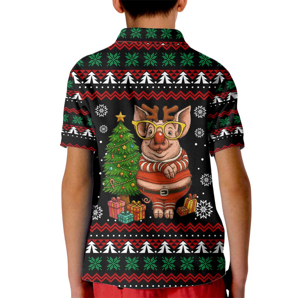 Pig Gorgeous Reindeer Christmas Kid Polo Shirt Xmas Holiday Patterns - Wonder Print Shop