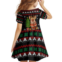 Pig Gorgeous Reindeer Christmas Kid Short Sleeve Dress Xmas Holiday Patterns - Wonder Print Shop