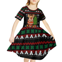 Pig Gorgeous Reindeer Christmas Kid Short Sleeve Dress Xmas Holiday Patterns - Wonder Print Shop