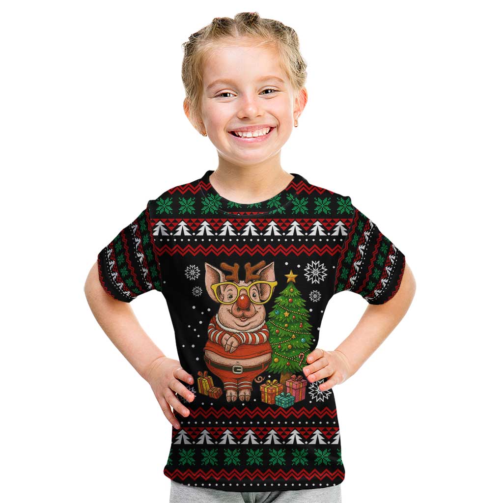 Pig Gorgeous Reindeer Christmas Kid T Shirt Xmas Holiday Patterns - Wonder Print Shop