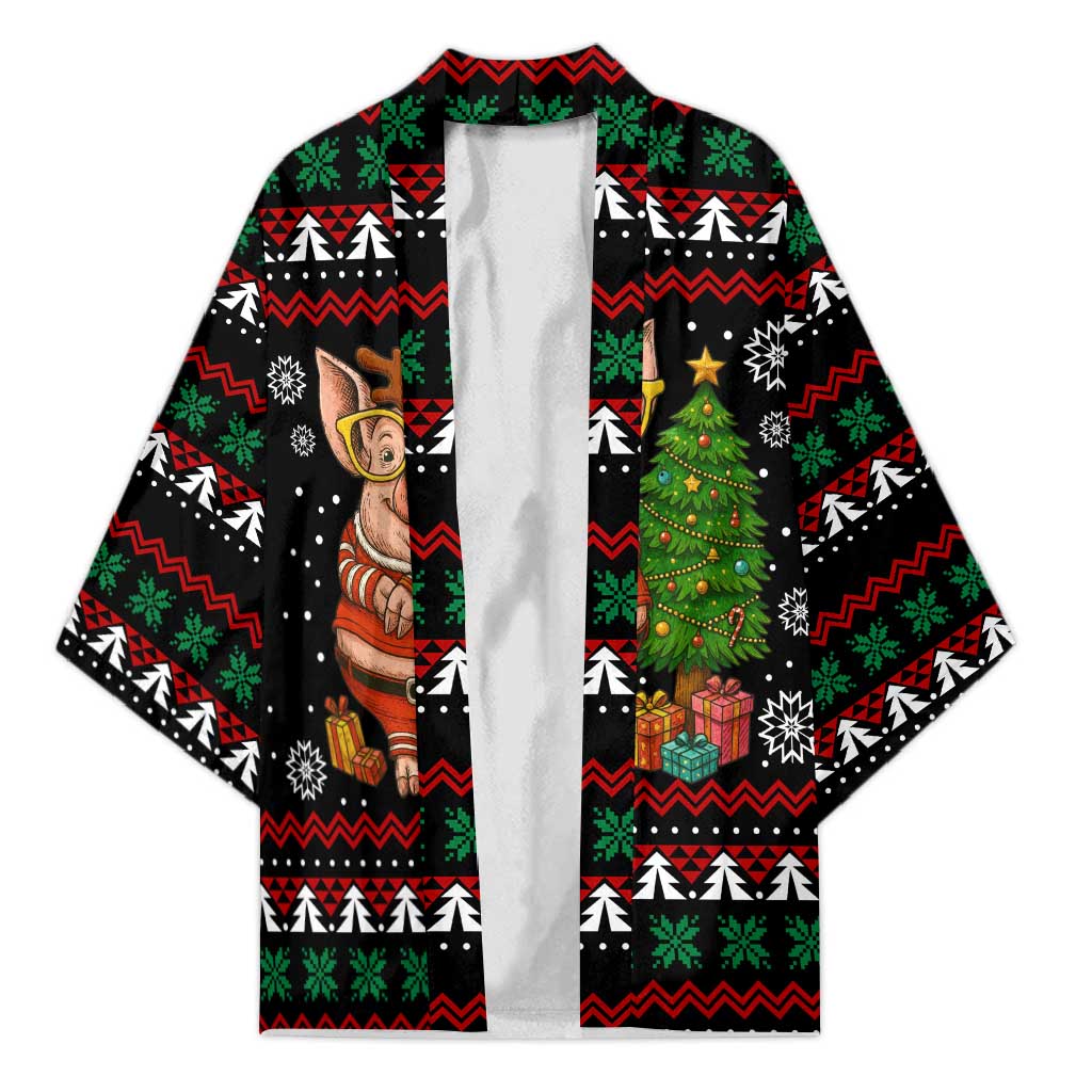 Pig Gorgeous Reindeer Christmas Kimono Xmas Holiday Patterns - Wonder Print Shop