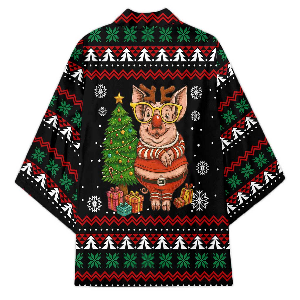 Pig Gorgeous Reindeer Christmas Kimono Xmas Holiday Patterns - Wonder Print Shop