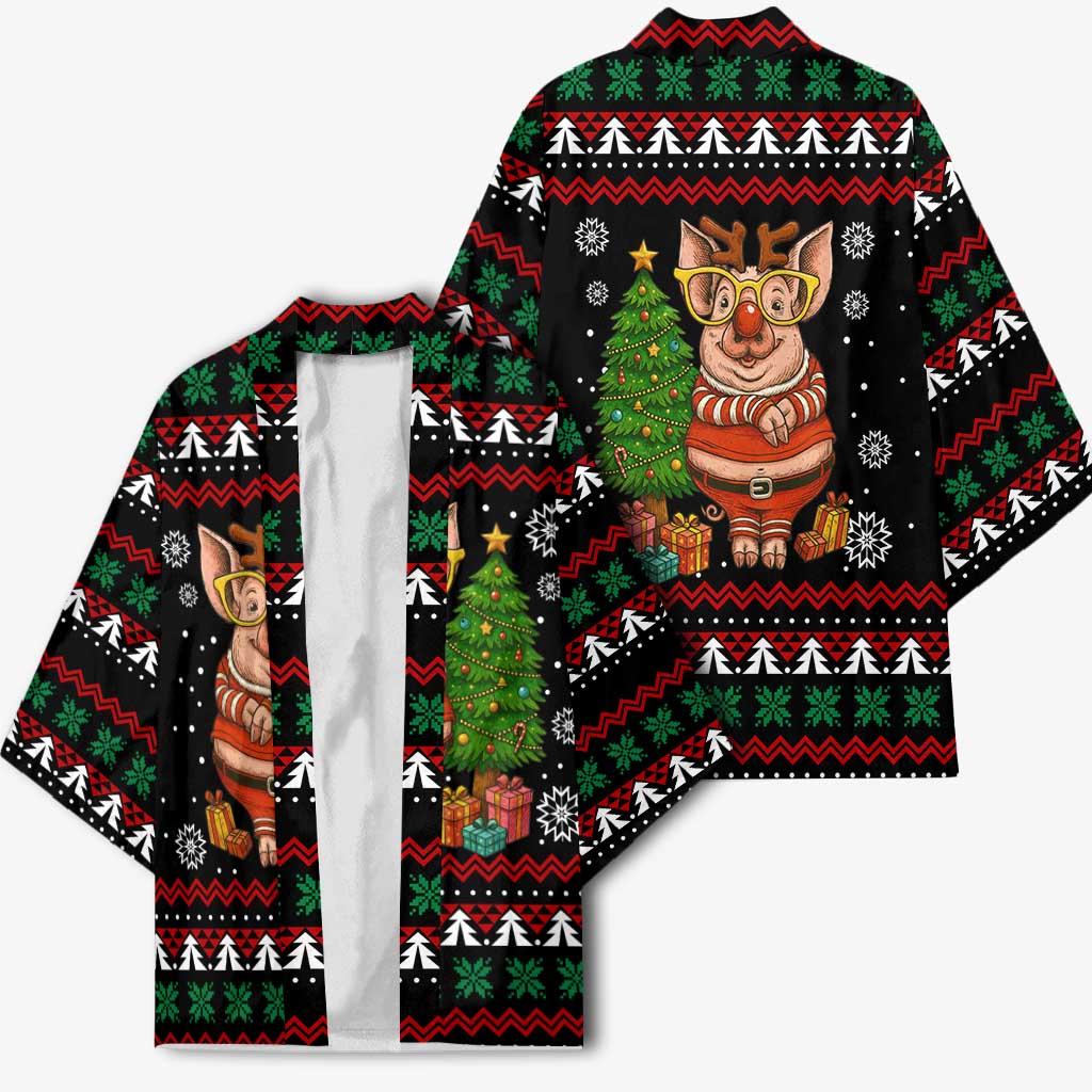 Pig Gorgeous Reindeer Christmas Kimono Xmas Holiday Patterns - Wonder Print Shop