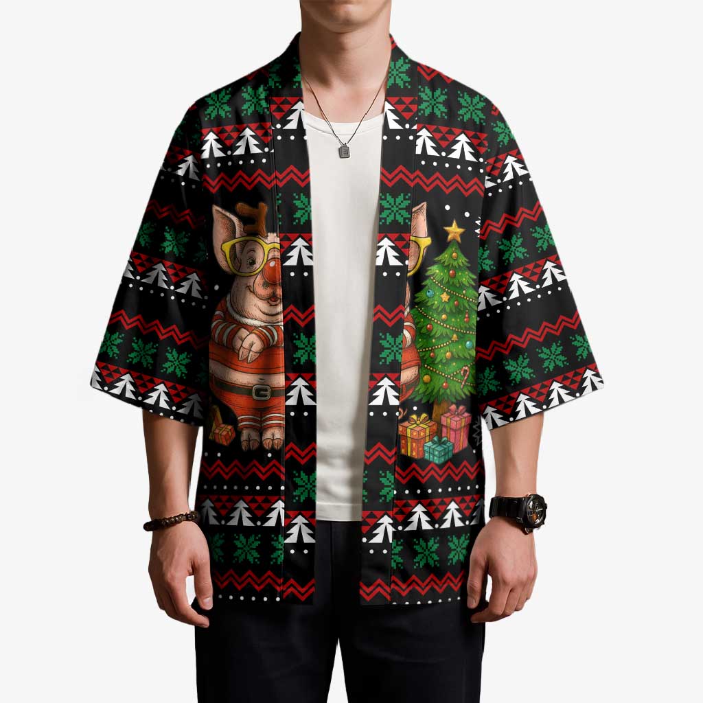 Pig Gorgeous Reindeer Christmas Kimono Xmas Holiday Patterns - Wonder Print Shop
