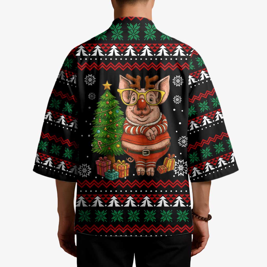 Pig Gorgeous Reindeer Christmas Kimono Xmas Holiday Patterns - Wonder Print Shop