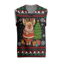 Pig Gorgeous Reindeer Christmas Knitted V-Neck Vest Xmas Holiday Patterns - Wonder Print Shop