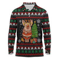 Pig Gorgeous Reindeer Christmas Long Sleeve Polo Shirt Xmas Holiday Patterns - Wonder Print Shop