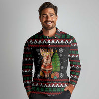 Pig Gorgeous Reindeer Christmas Long Sleeve Polo Shirt Xmas Holiday Patterns - Wonder Print Shop
