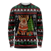 Pig Gorgeous Reindeer Christmas Long Sleeve Shirt Xmas Holiday Patterns - Wonder Print Shop