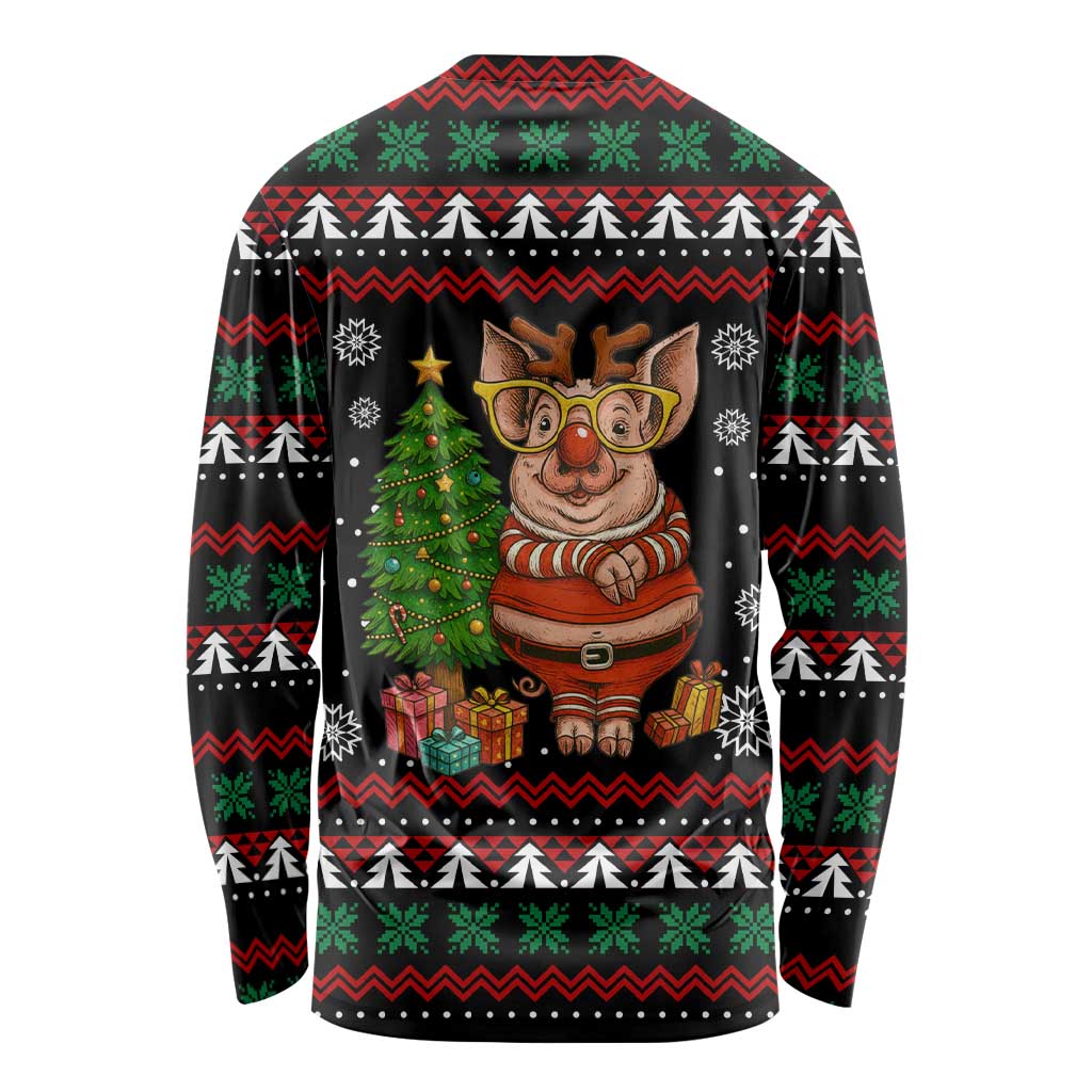 Pig Gorgeous Reindeer Christmas Long Sleeve Shirt Xmas Holiday Patterns - Wonder Print Shop