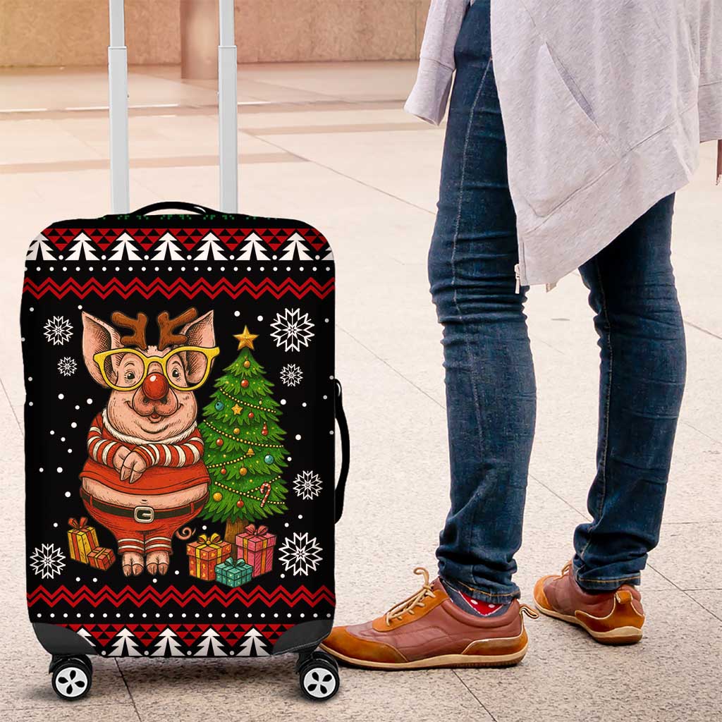 Pig Gorgeous Reindeer Christmas Luggage Cover Xmas Holiday Patterns - Wonder Print Shop