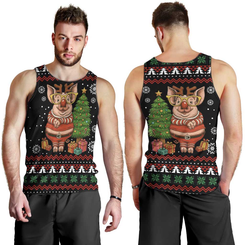 Pig Gorgeous Reindeer Christmas Men Tank Top Xmas Holiday Patterns - Wonder Print Shop