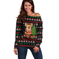 Pig Gorgeous Reindeer Christmas Off Shoulder Sweater Xmas Holiday Patterns - Wonder Print Shop