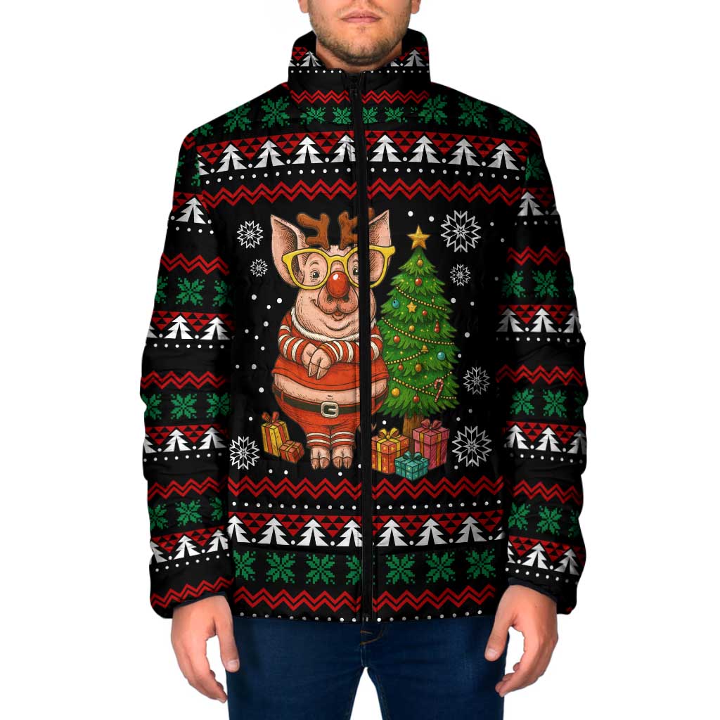 Pig Gorgeous Reindeer Christmas Padded Jacket Xmas Holiday Patterns - Wonder Print Shop
