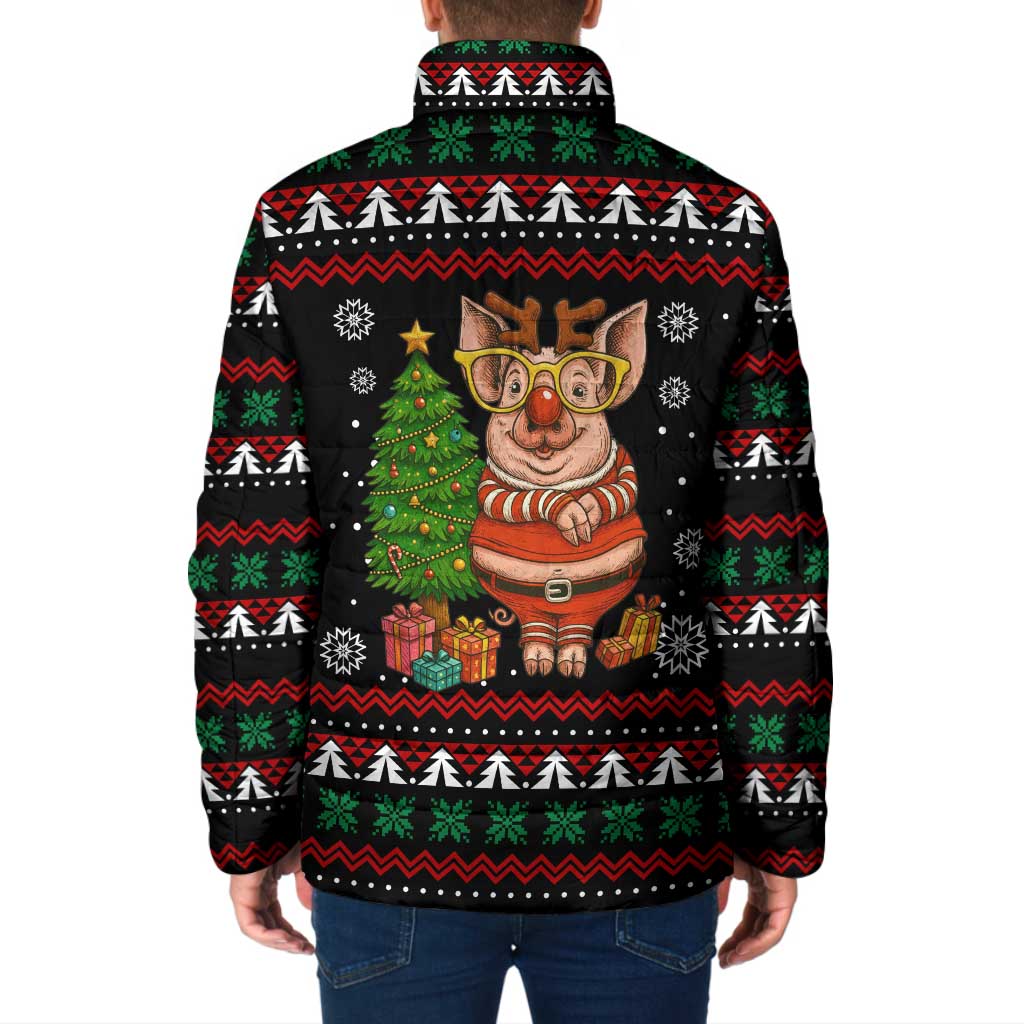 Pig Gorgeous Reindeer Christmas Padded Jacket Xmas Holiday Patterns - Wonder Print Shop