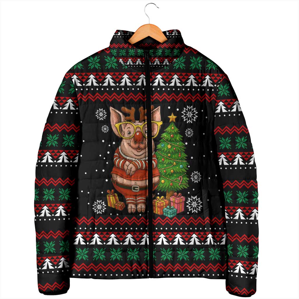 Pig Gorgeous Reindeer Christmas Padded Jacket Xmas Holiday Patterns - Wonder Print Shop