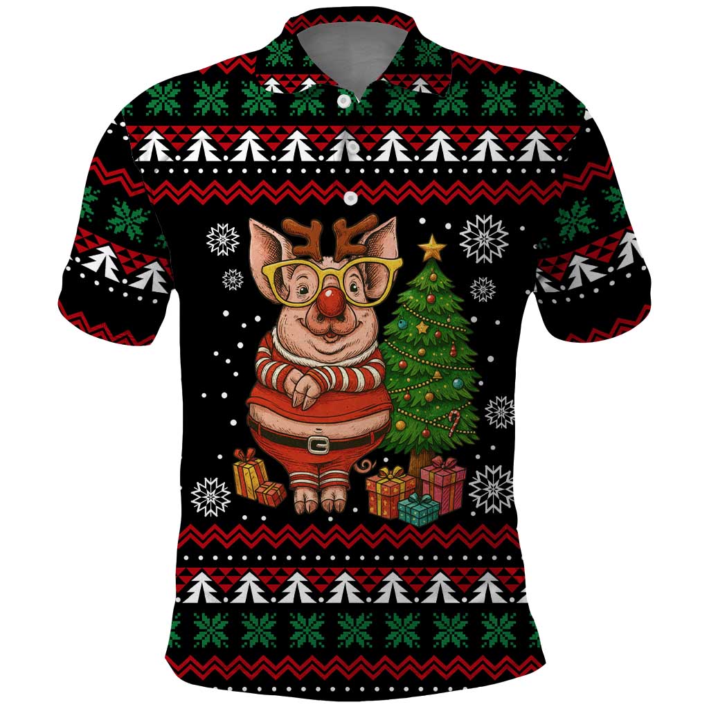 Pig Gorgeous Reindeer Christmas Polo Shirt Xmas Holiday Patterns - Wonder Print Shop