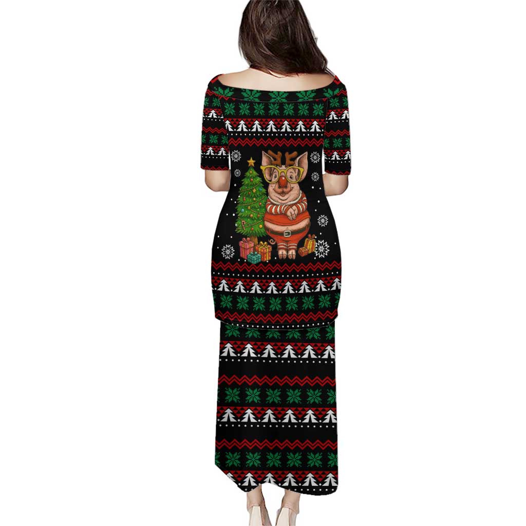 Pig Gorgeous Reindeer Christmas Puletasi Xmas Holiday Patterns - Wonder Print Shop