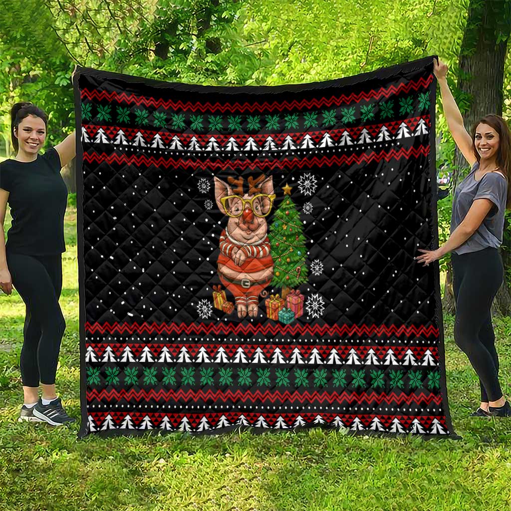 Pig Gorgeous Reindeer Christmas Quilt Xmas Holiday Patterns - Wonder Print Shop