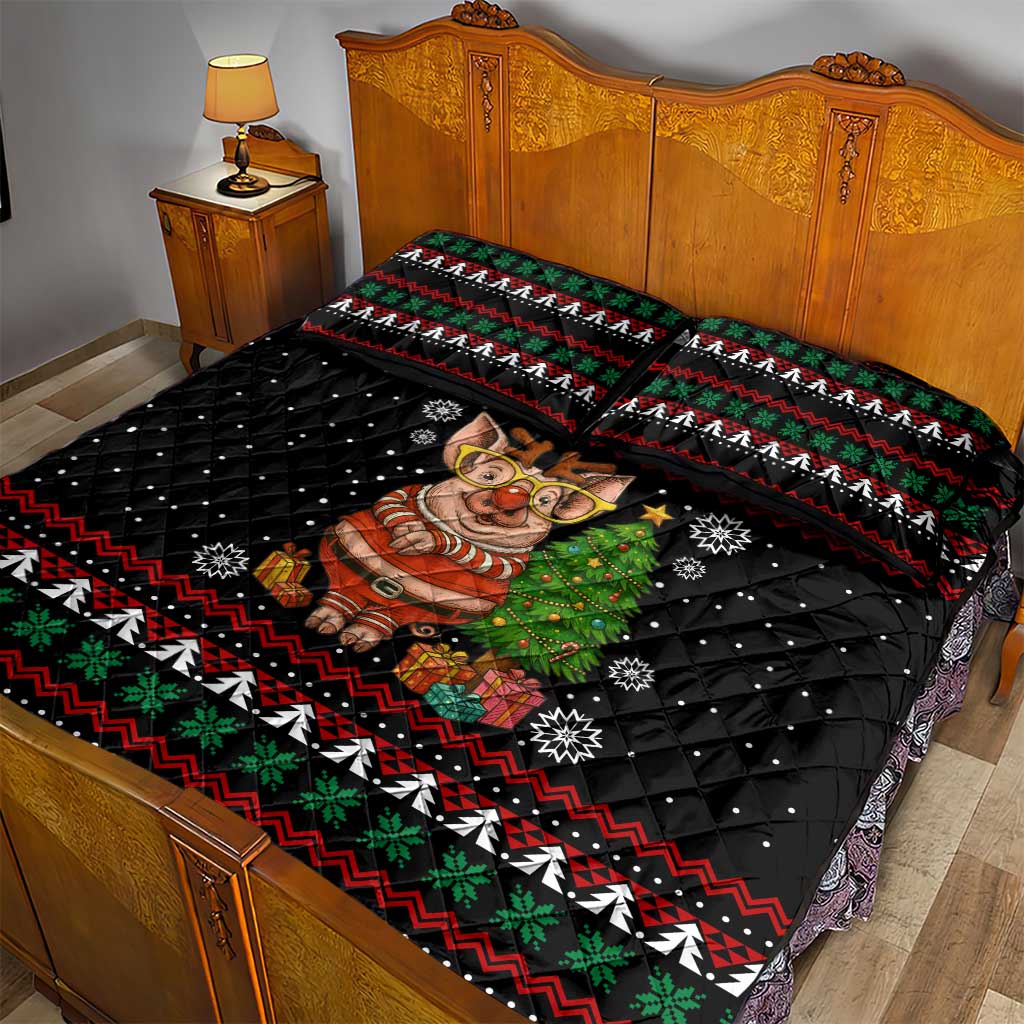 Pig Gorgeous Reindeer Christmas Quilt Bed Set Xmas Holiday Patterns - Wonder Print Shop