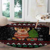 Pig Gorgeous Reindeer Christmas Round Carpet Xmas Holiday Patterns - Wonder Print Shop