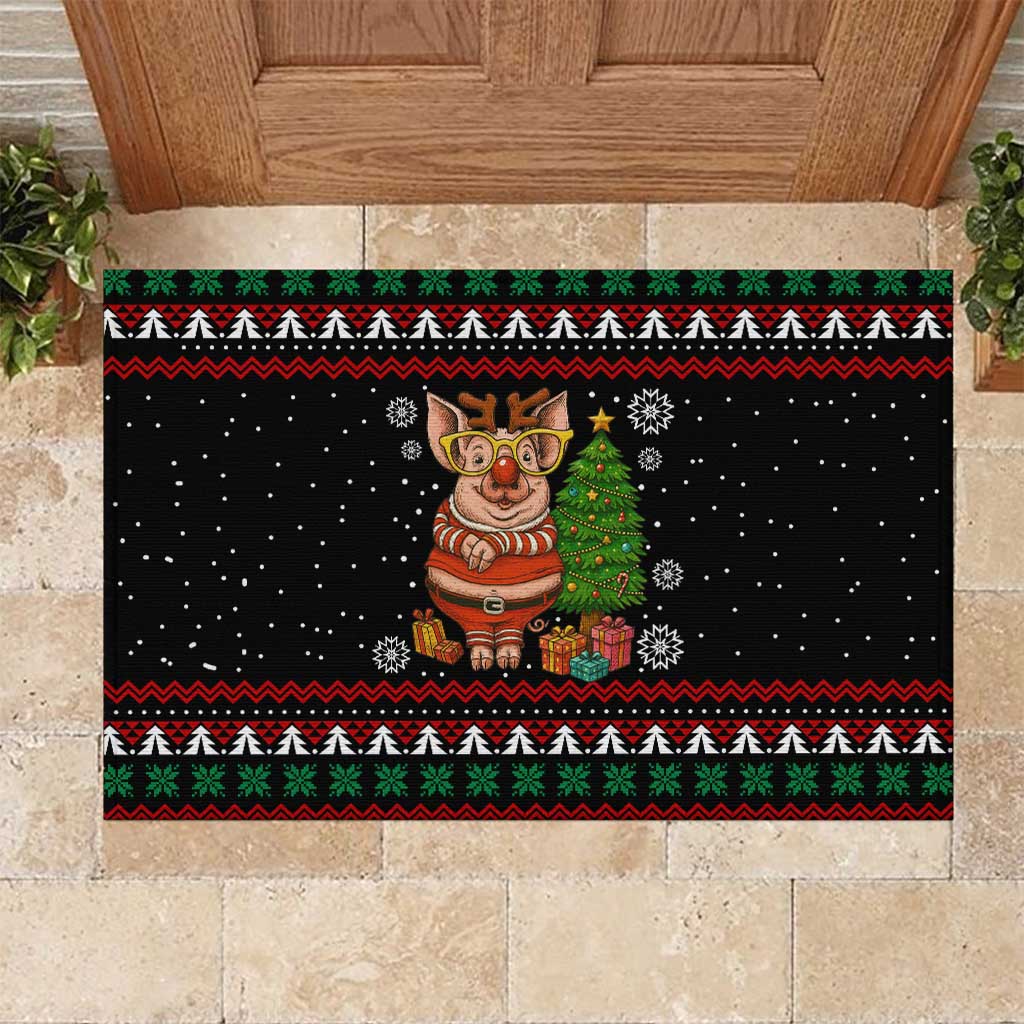 Pig Gorgeous Reindeer Christmas Rubber Doormat Xmas Holiday Patterns - Wonder Print Shop