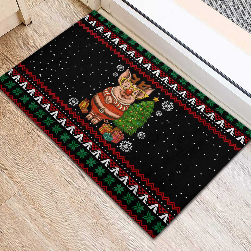 Pig Gorgeous Reindeer Christmas Rubber Doormat Xmas Holiday Patterns - Wonder Print Shop