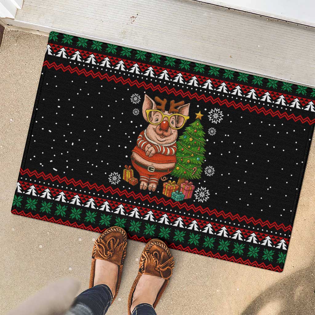 Pig Gorgeous Reindeer Christmas Rubber Doormat Xmas Holiday Patterns - Wonder Print Shop