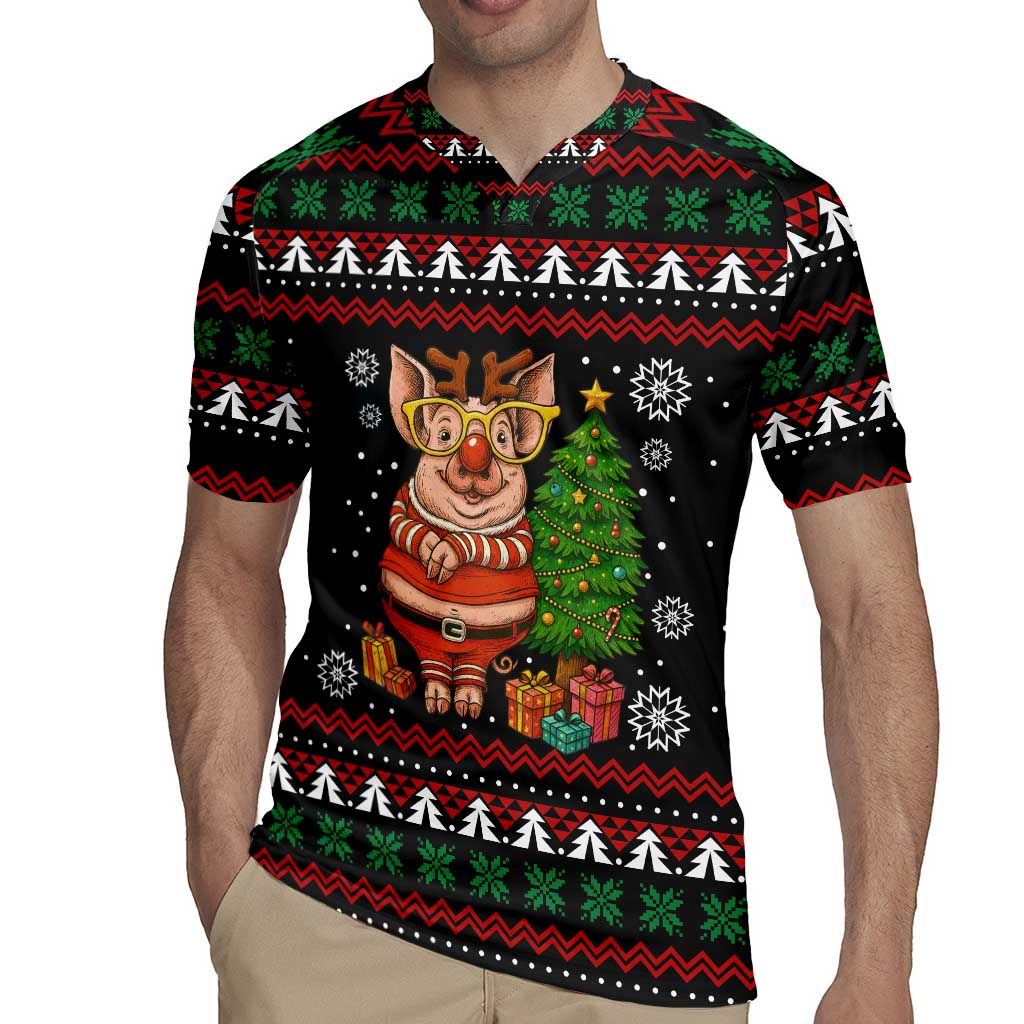 Pig Gorgeous Reindeer Christmas Rugby Jersey Xmas Holiday Patterns - Wonder Print Shop