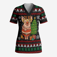 Pig Gorgeous Reindeer Christmas Scrub Top Xmas Holiday Patterns - Wonder Print Shop