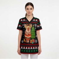 Pig Gorgeous Reindeer Christmas Scrub Top Xmas Holiday Patterns - Wonder Print Shop