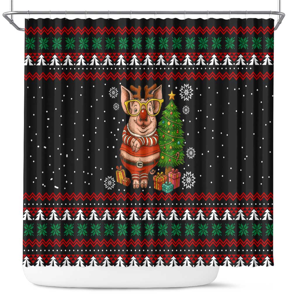 Pig Gorgeous Reindeer Christmas Shower Curtain Xmas Holiday Patterns - Wonder Print Shop