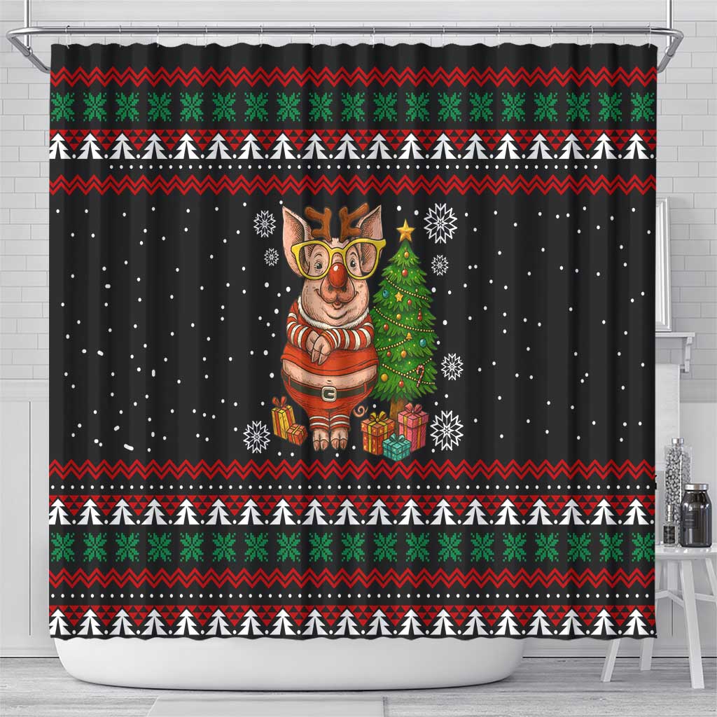 Pig Gorgeous Reindeer Christmas Shower Curtain Xmas Holiday Patterns - Wonder Print Shop