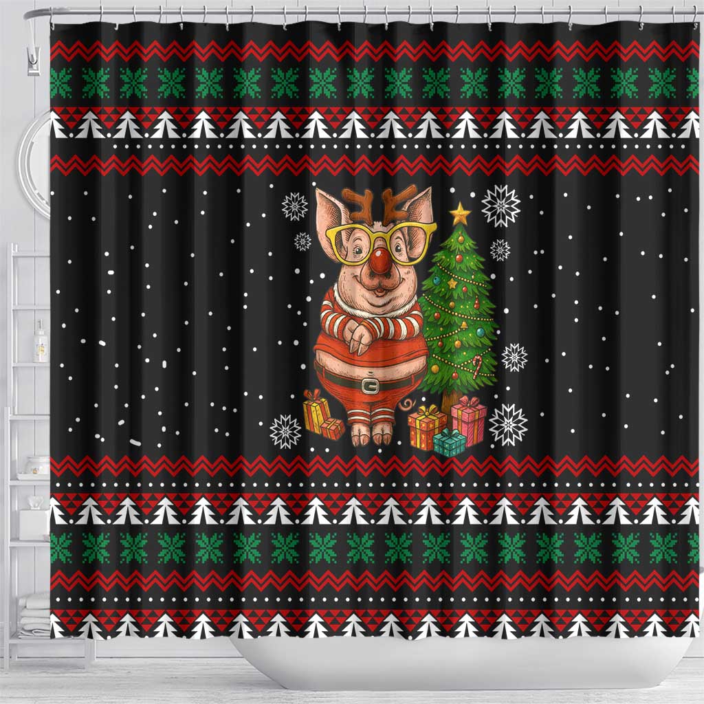 Pig Gorgeous Reindeer Christmas Shower Curtain Xmas Holiday Patterns - Wonder Print Shop