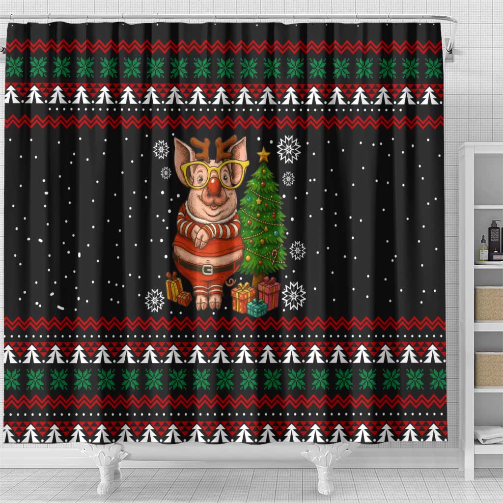 Pig Gorgeous Reindeer Christmas Shower Curtain Xmas Holiday Patterns - Wonder Print Shop