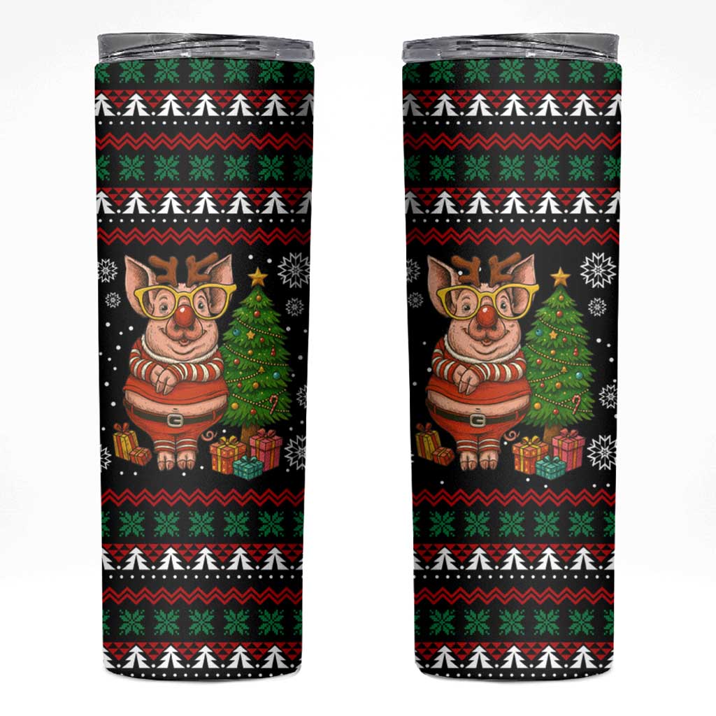 Pig Gorgeous Reindeer Christmas Skinny Tumbler Xmas Holiday Patterns - Wonder Print Shop