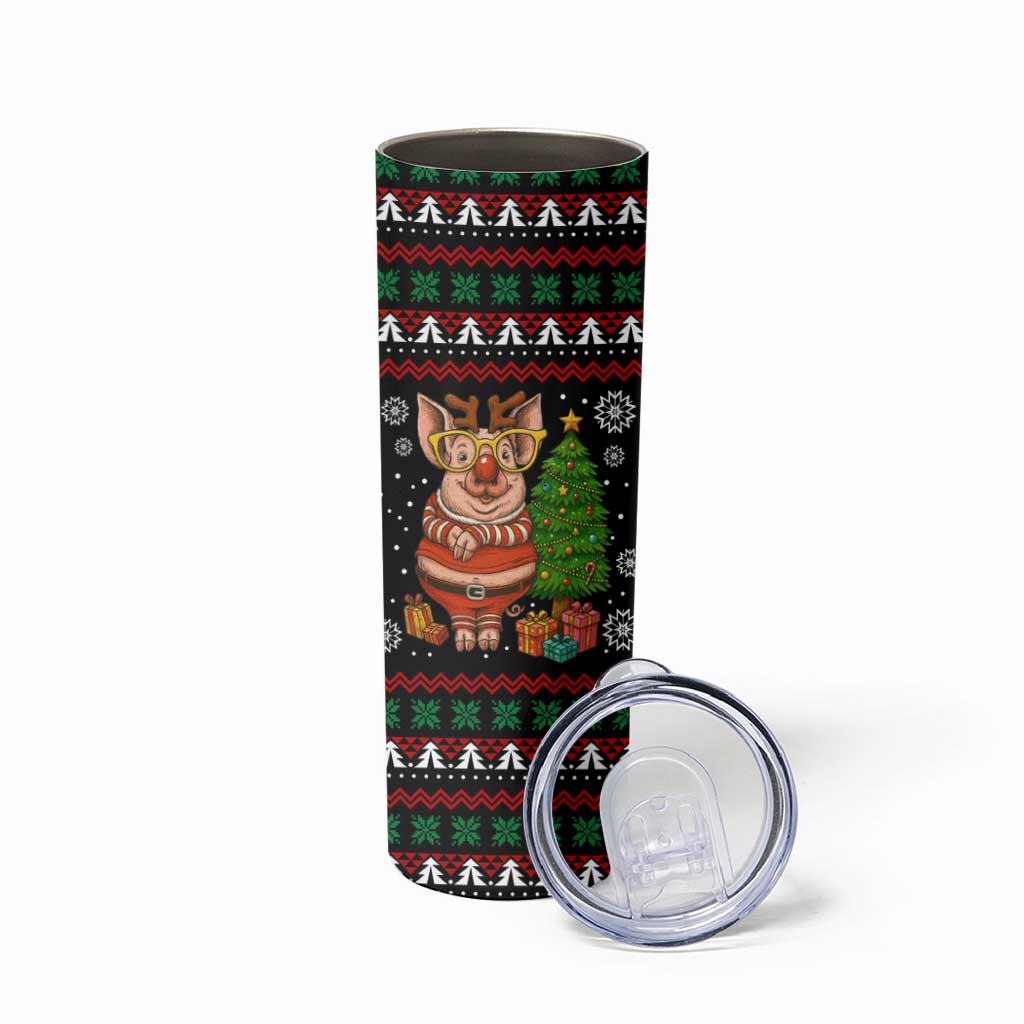 Pig Gorgeous Reindeer Christmas Skinny Tumbler Xmas Holiday Patterns - Wonder Print Shop