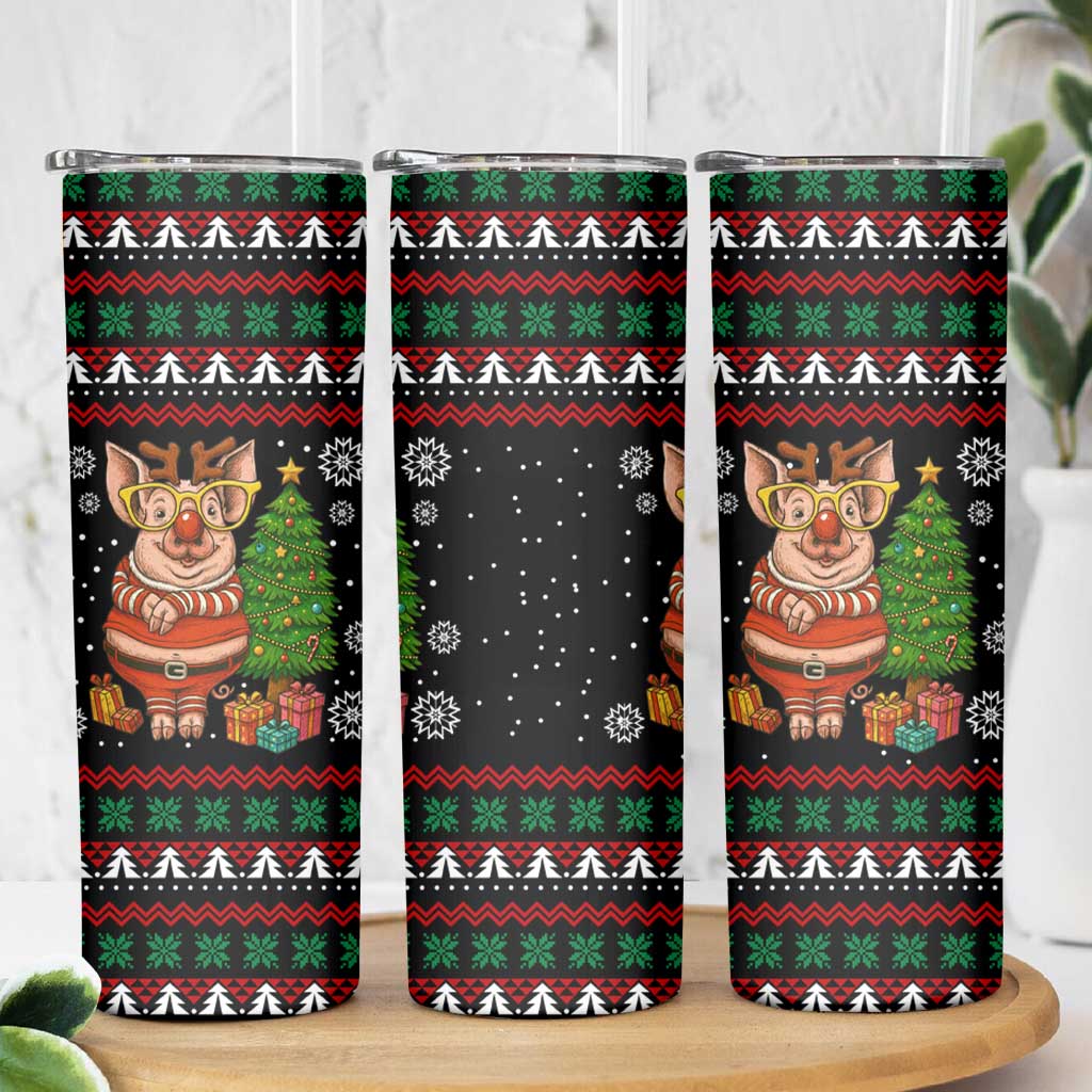 Pig Gorgeous Reindeer Christmas Skinny Tumbler Xmas Holiday Patterns - Wonder Print Shop