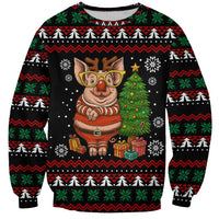 Pig Gorgeous Reindeer Christmas Sweatshirt Xmas Holiday Patterns - Wonder Print Shop