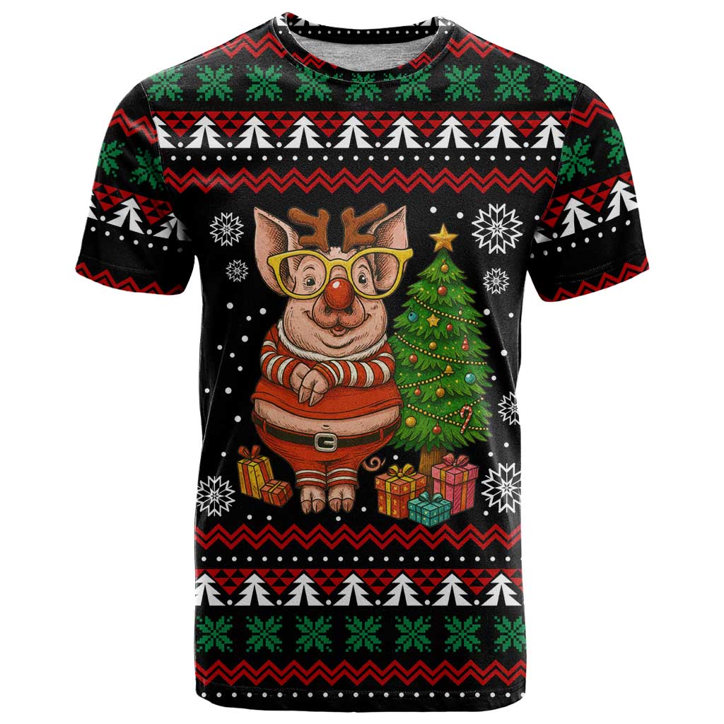 Pig Gorgeous Reindeer Christmas T Shirt Xmas Holiday Patterns - Wonder Print Shop