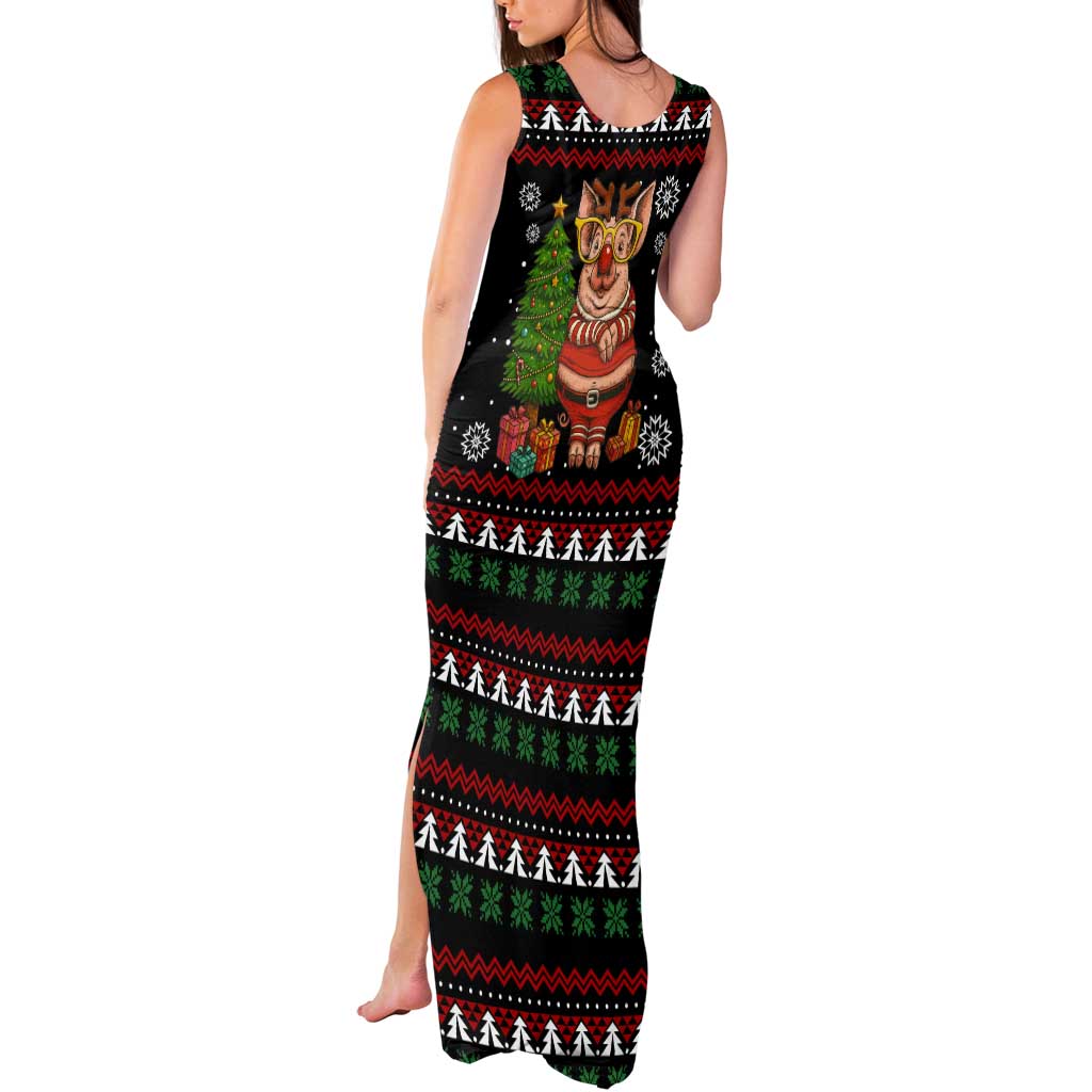 Pig Gorgeous Reindeer Christmas Tank Maxi Dress Xmas Holiday Patterns - Wonder Print Shop