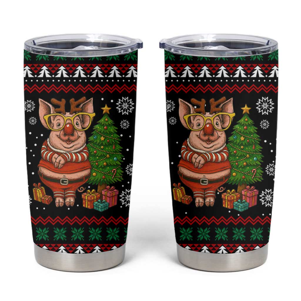 Pig Gorgeous Reindeer Christmas Tumbler Cup Xmas Holiday Patterns - Wonder Print Shop