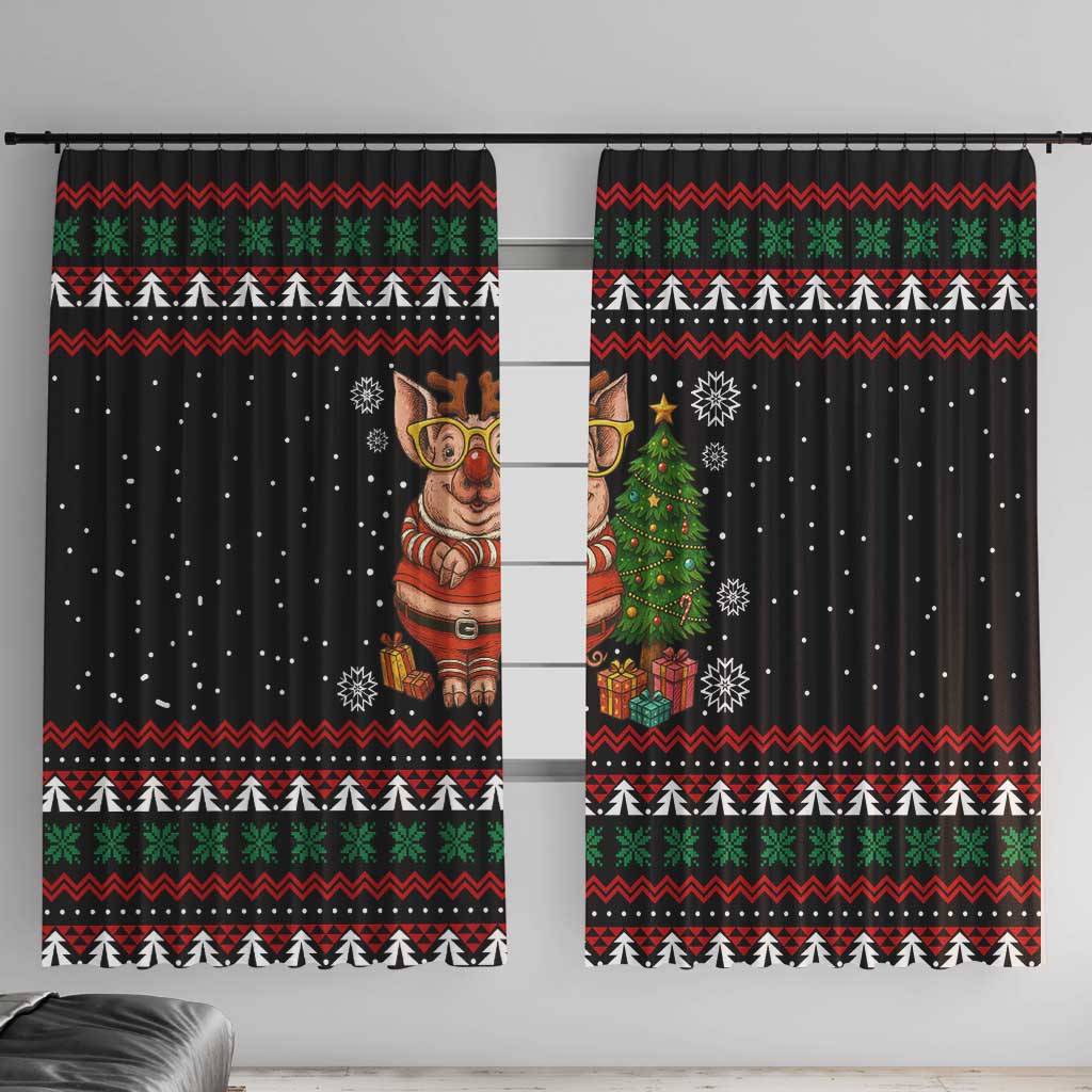 Pig Gorgeous Reindeer Christmas Window Curtain Xmas Holiday Patterns - Wonder Print Shop