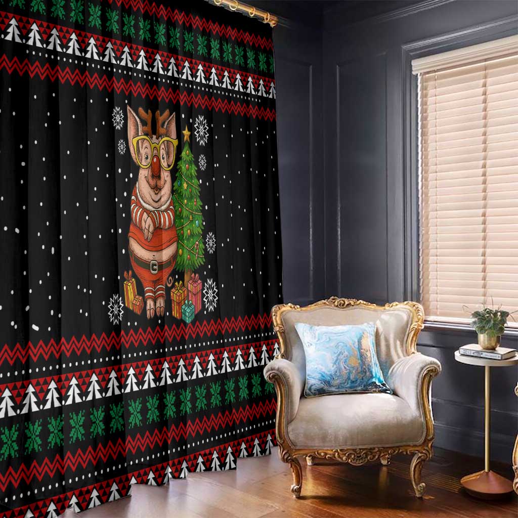 Pig Gorgeous Reindeer Christmas Window Curtain Xmas Holiday Patterns - Wonder Print Shop