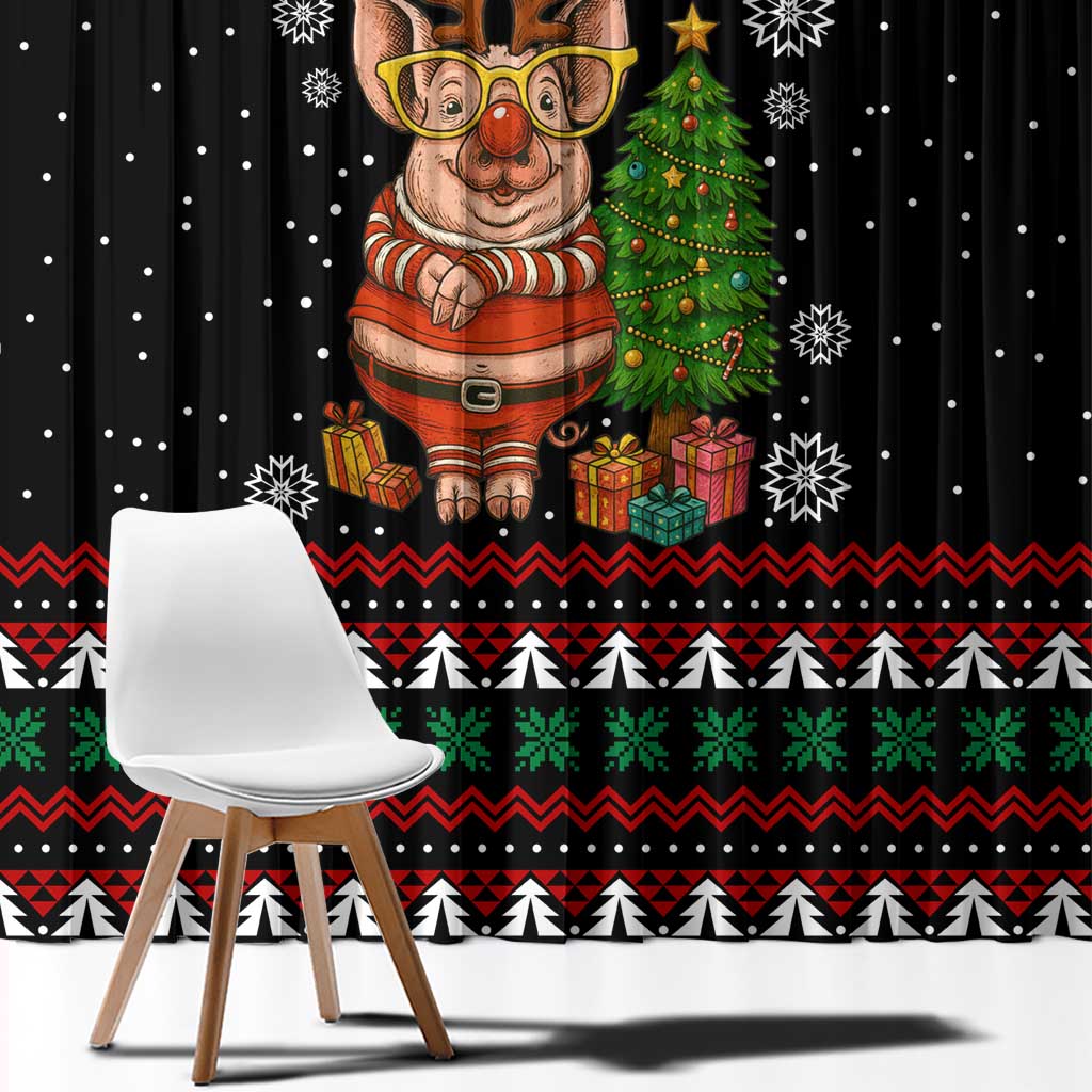 Pig Gorgeous Reindeer Christmas Window Curtain Xmas Holiday Patterns - Wonder Print Shop