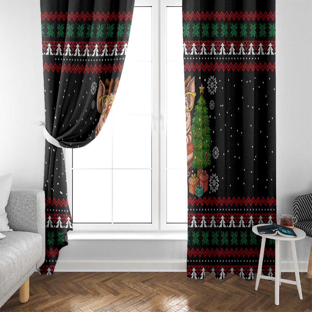 Pig Gorgeous Reindeer Christmas Window Curtain Xmas Holiday Patterns - Wonder Print Shop